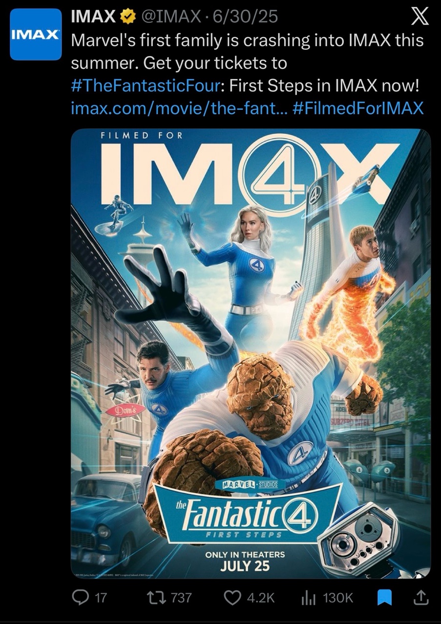 IMAX Fantastic Four Twitter