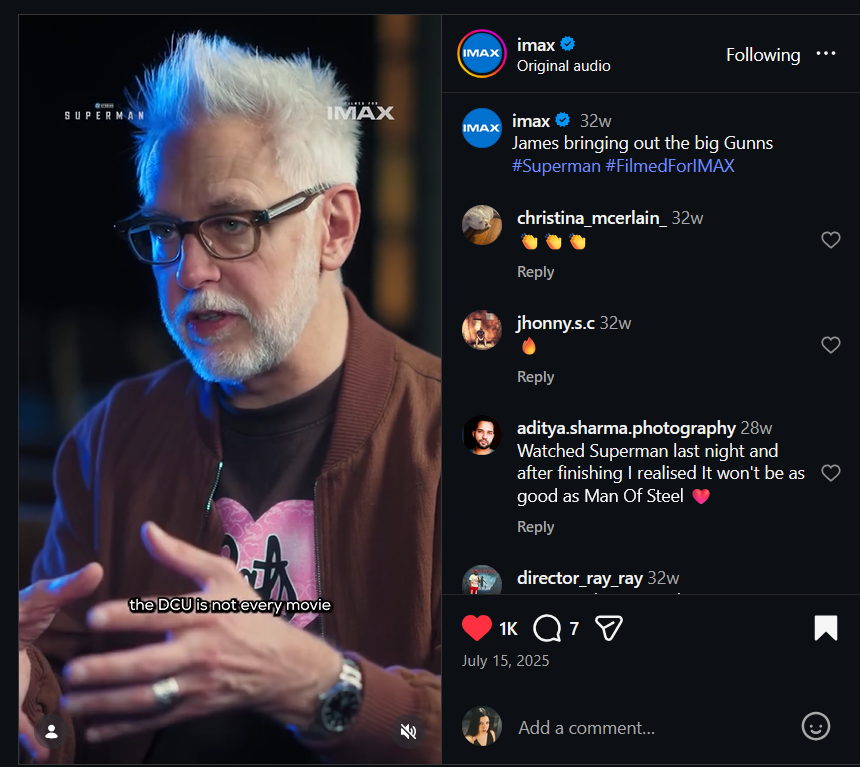 IMAX Superman James Gunn